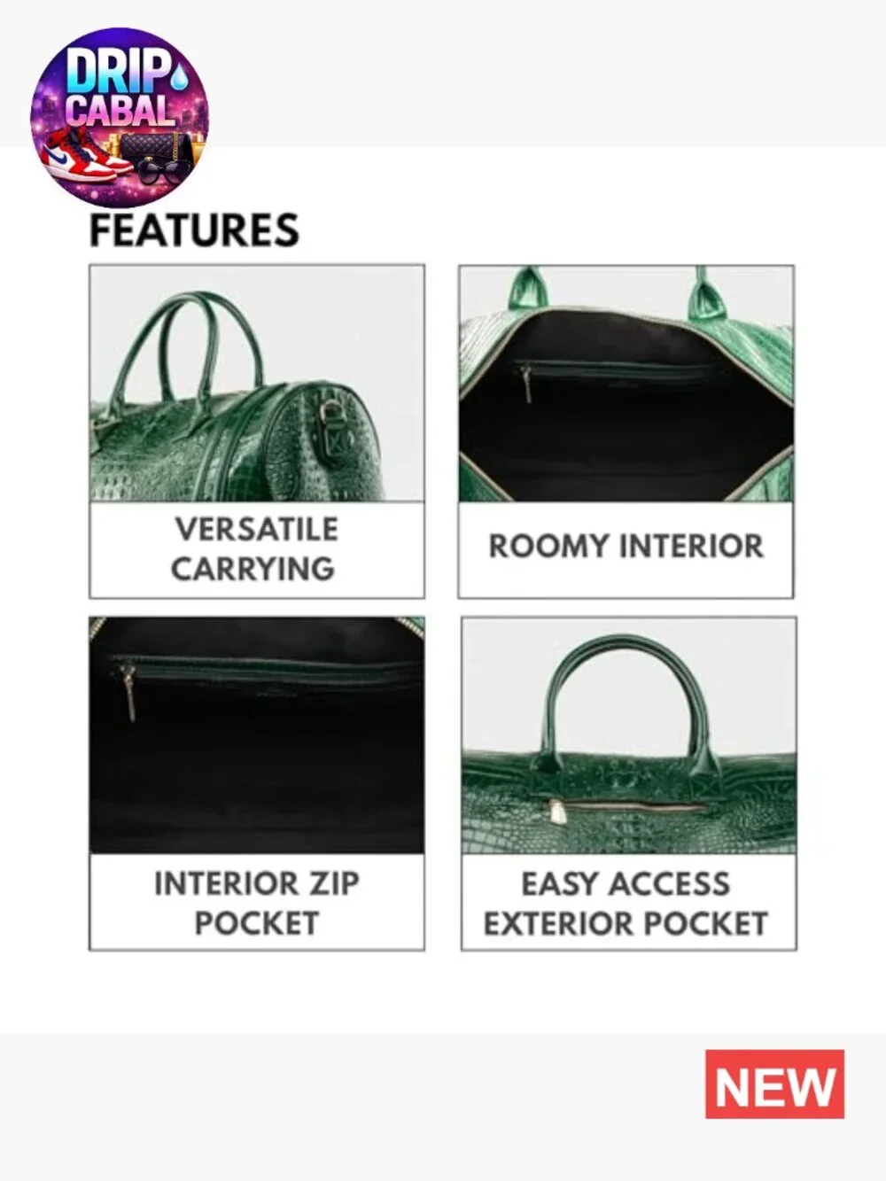 Vegan Leather Duffle Bag TSA-Approved Carry-On Travel Weekender